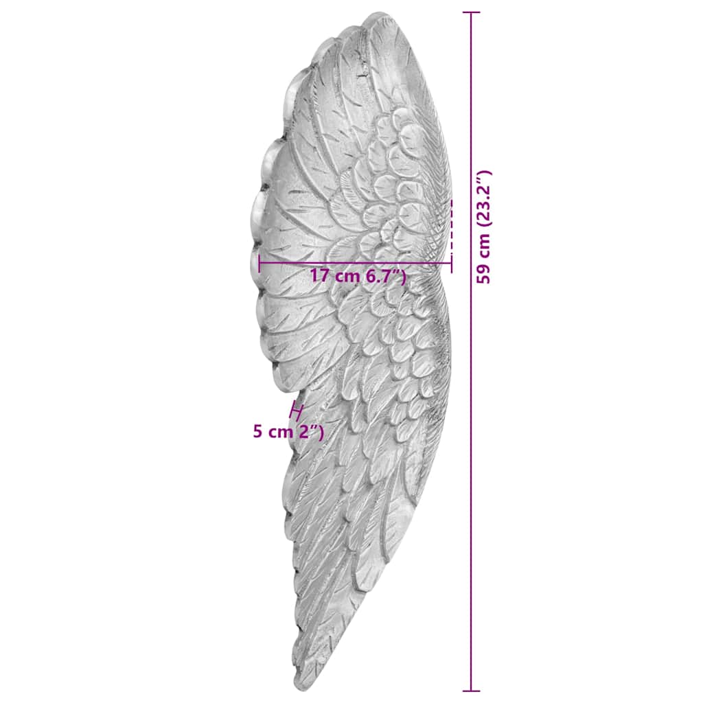 Sparnų skulptūra Sidabro 17 x 5 x 59 cm Aliuminis
