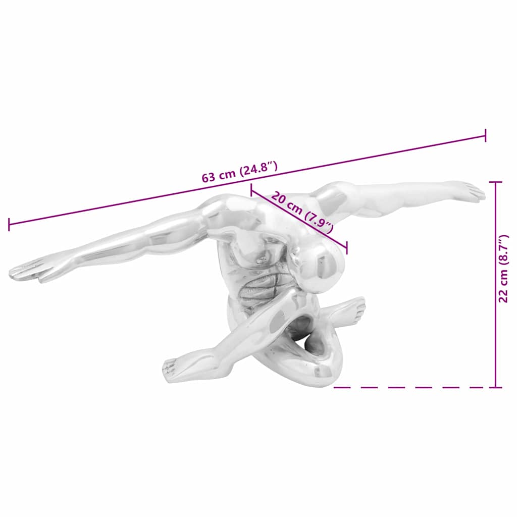Skulptūra Sidabrinė 63x20x22 cm Aliuminis Mąstantis žmogus
