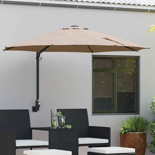 Patio skėčius Taupe Poliesteris Didelis Sulankstomas