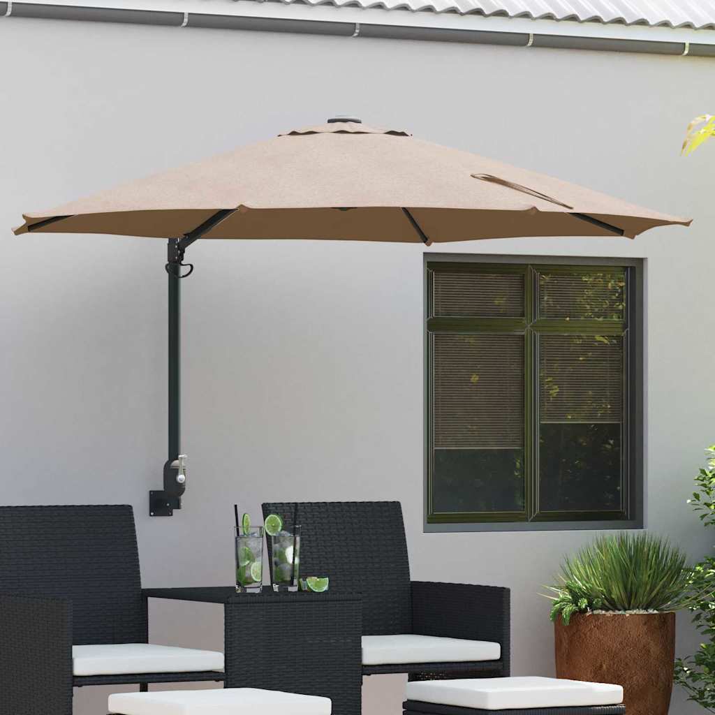 Patio skėčius Taupe Poliesteris Didelis Sulankstomas