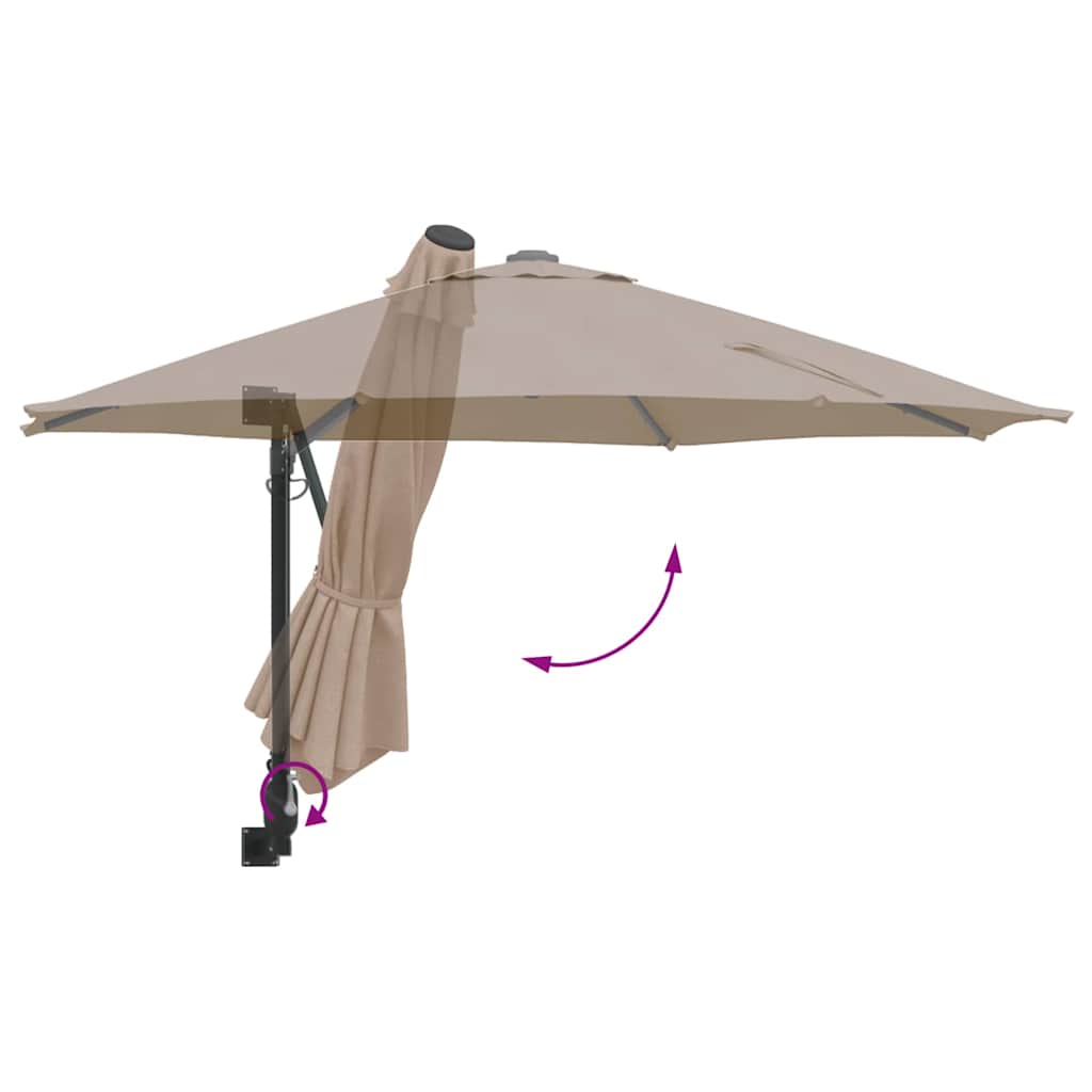 Patio skėčius Taupe Poliesteris Didelis Sulankstomas