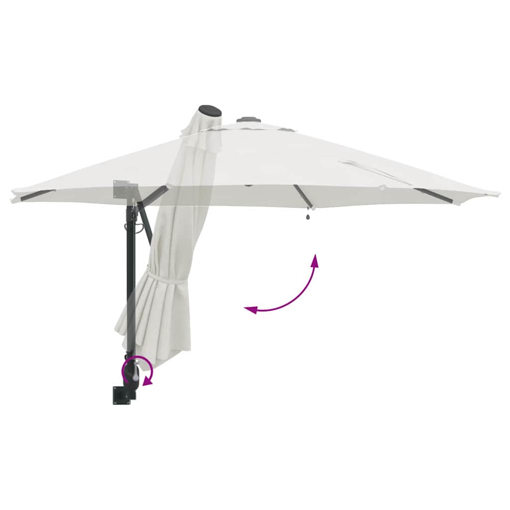 Montuojamas sodo skėtis su LED šviesomis Smėlio 248 cm