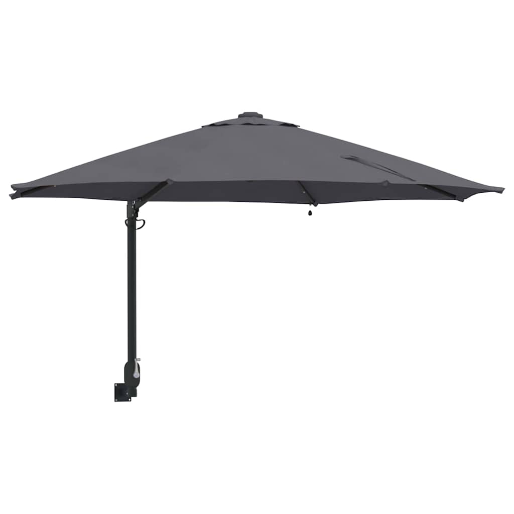 Prie sienos montuojamas sodo skėtis su LED Antracito 248 cm