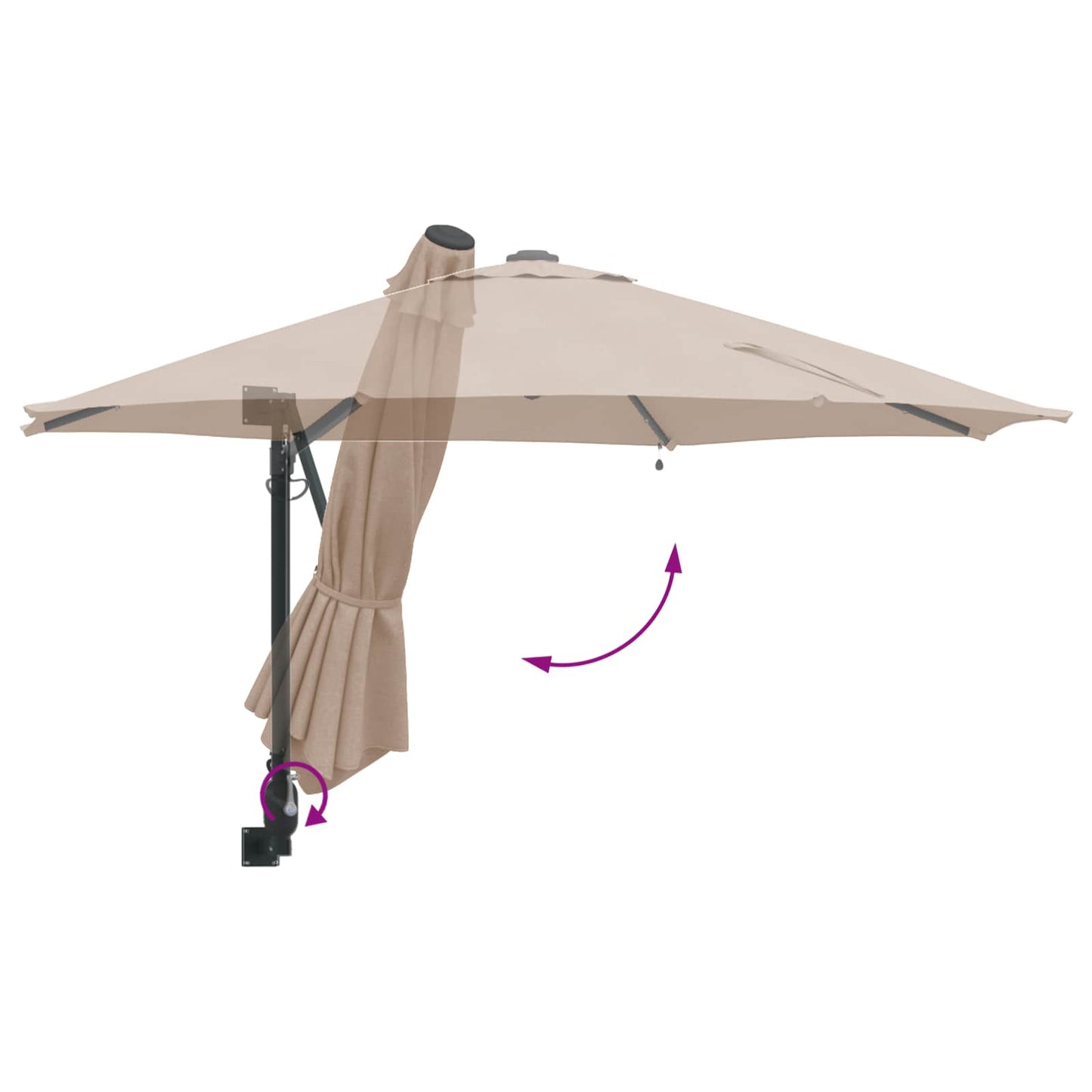Sodo skėtis 248 x 248 x 148 cm Poliesteris ir plienas Tortora