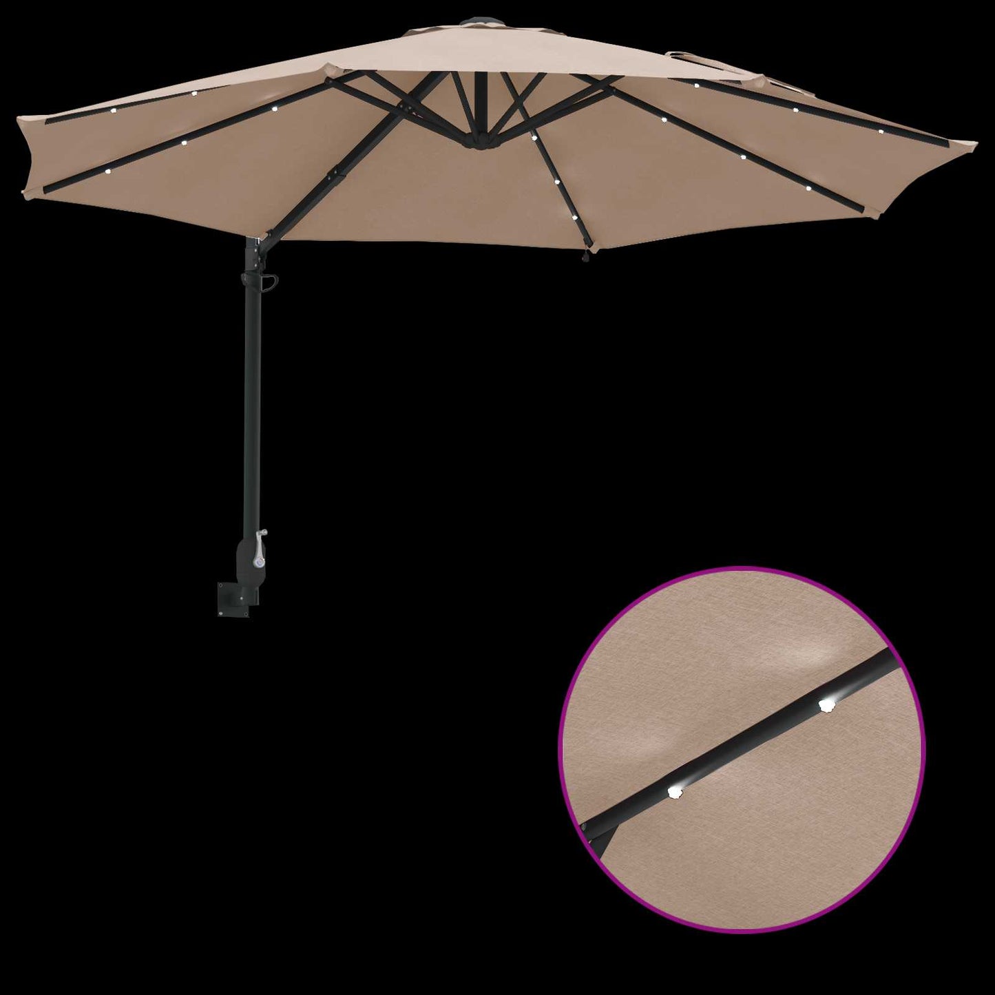 Sodo skėtis 248 x 248 x 148 cm Poliesteris ir plienas Tortora