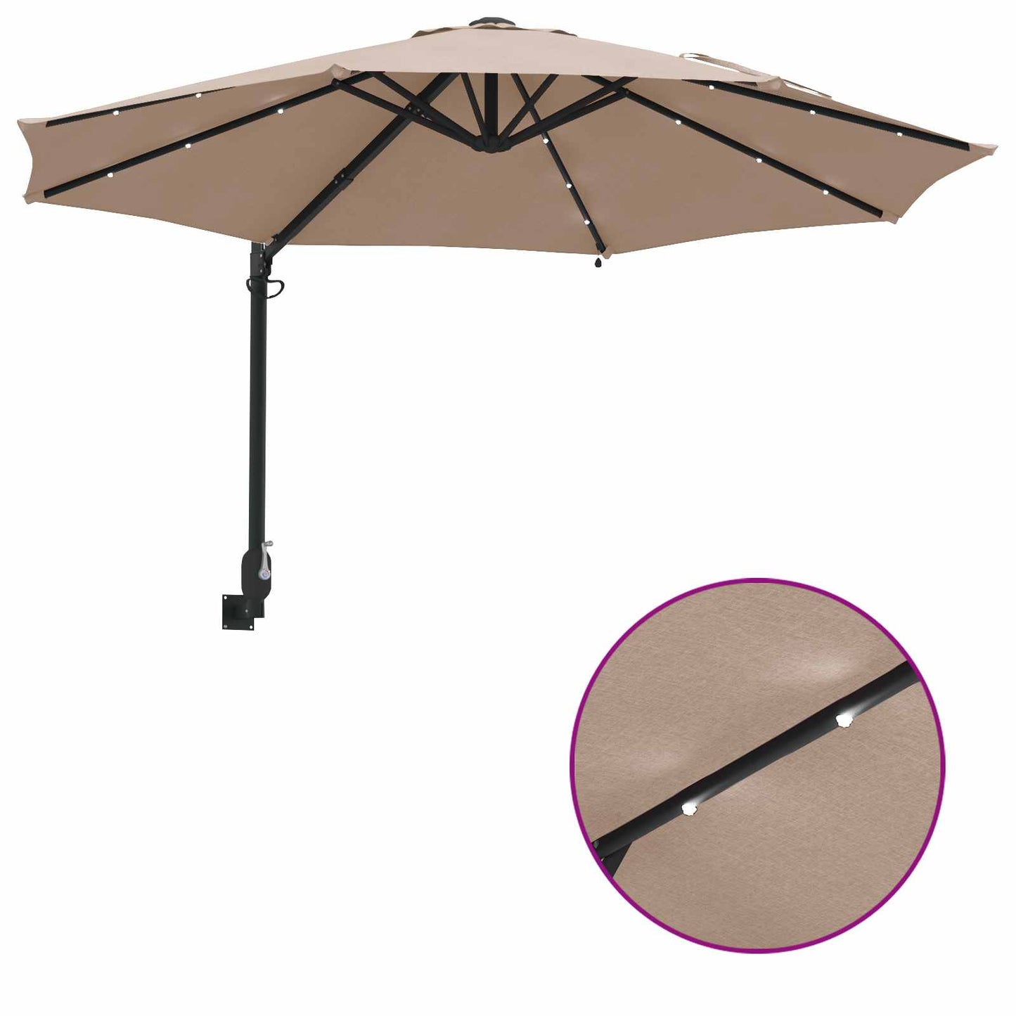 Sodo skėtis 248 x 248 x 148 cm Poliesteris ir plienas Tortora