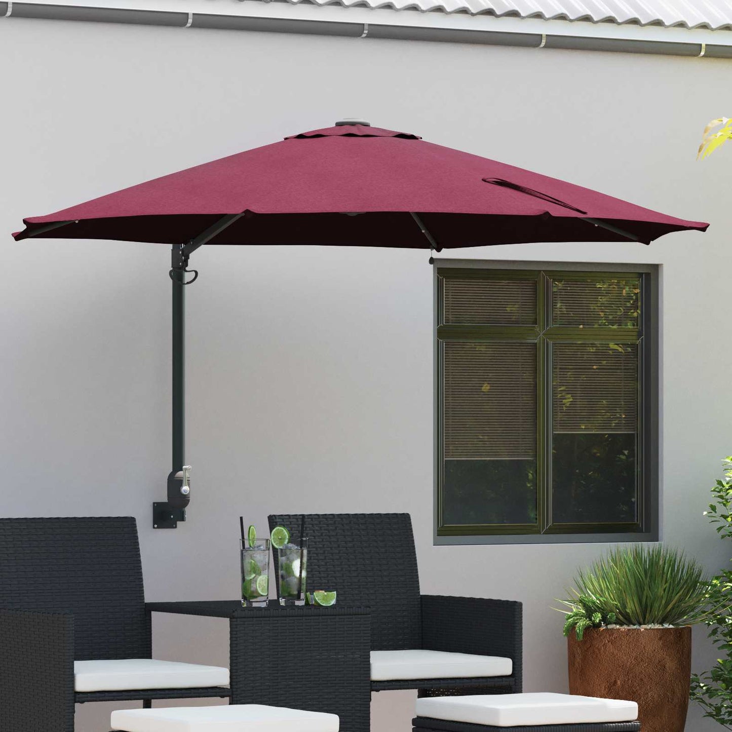 Sodo skėtis Bordo raudona 248 x 248 x 148 cm