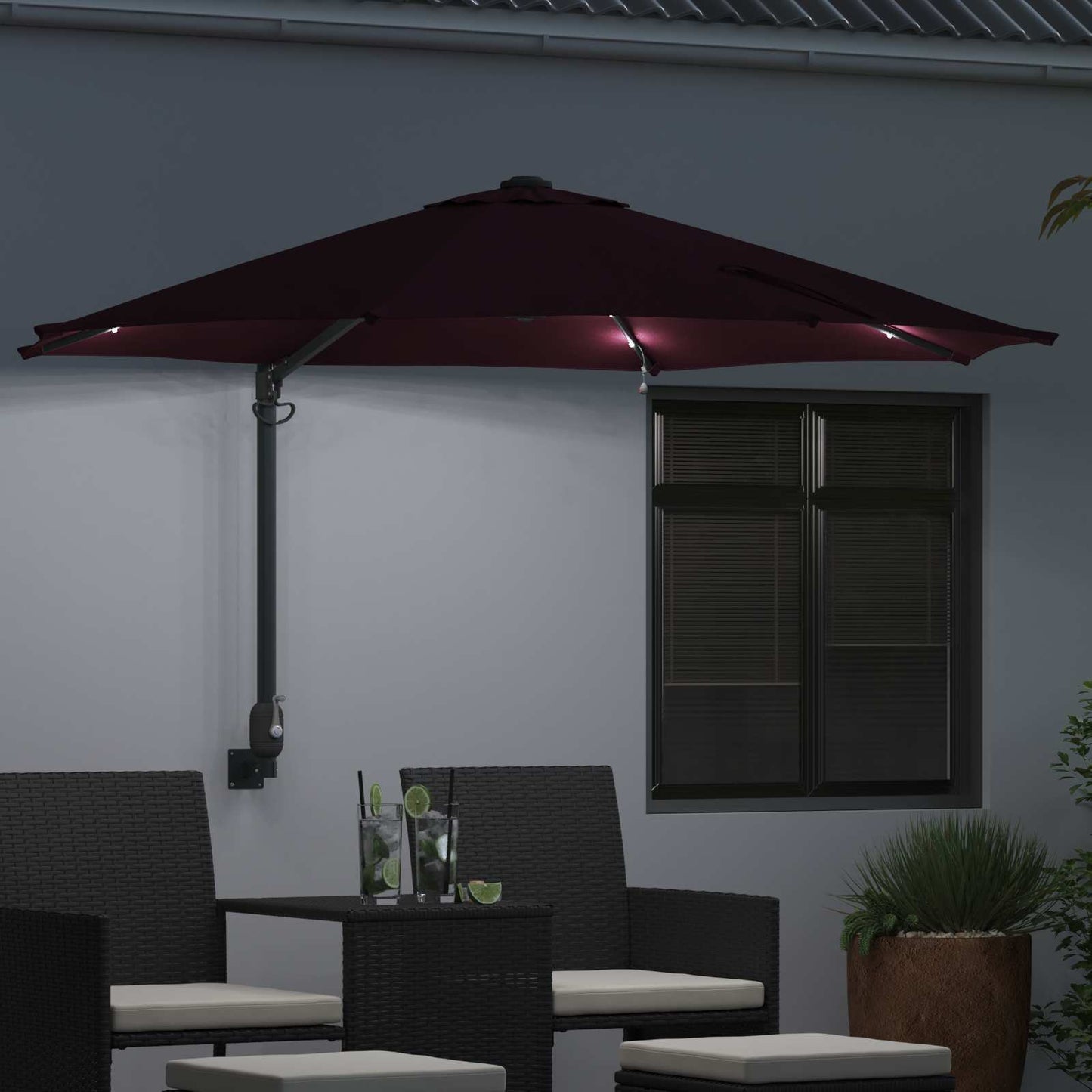 Sodo skėtis Bordo raudona 248 x 248 x 148 cm