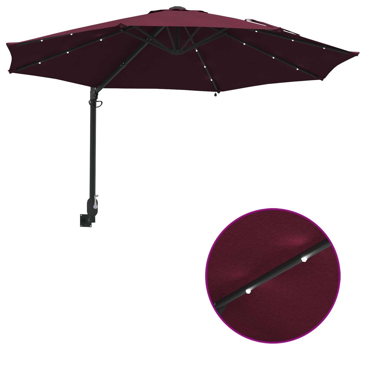Sodo skėtis Bordo raudona 248 x 248 x 148 cm