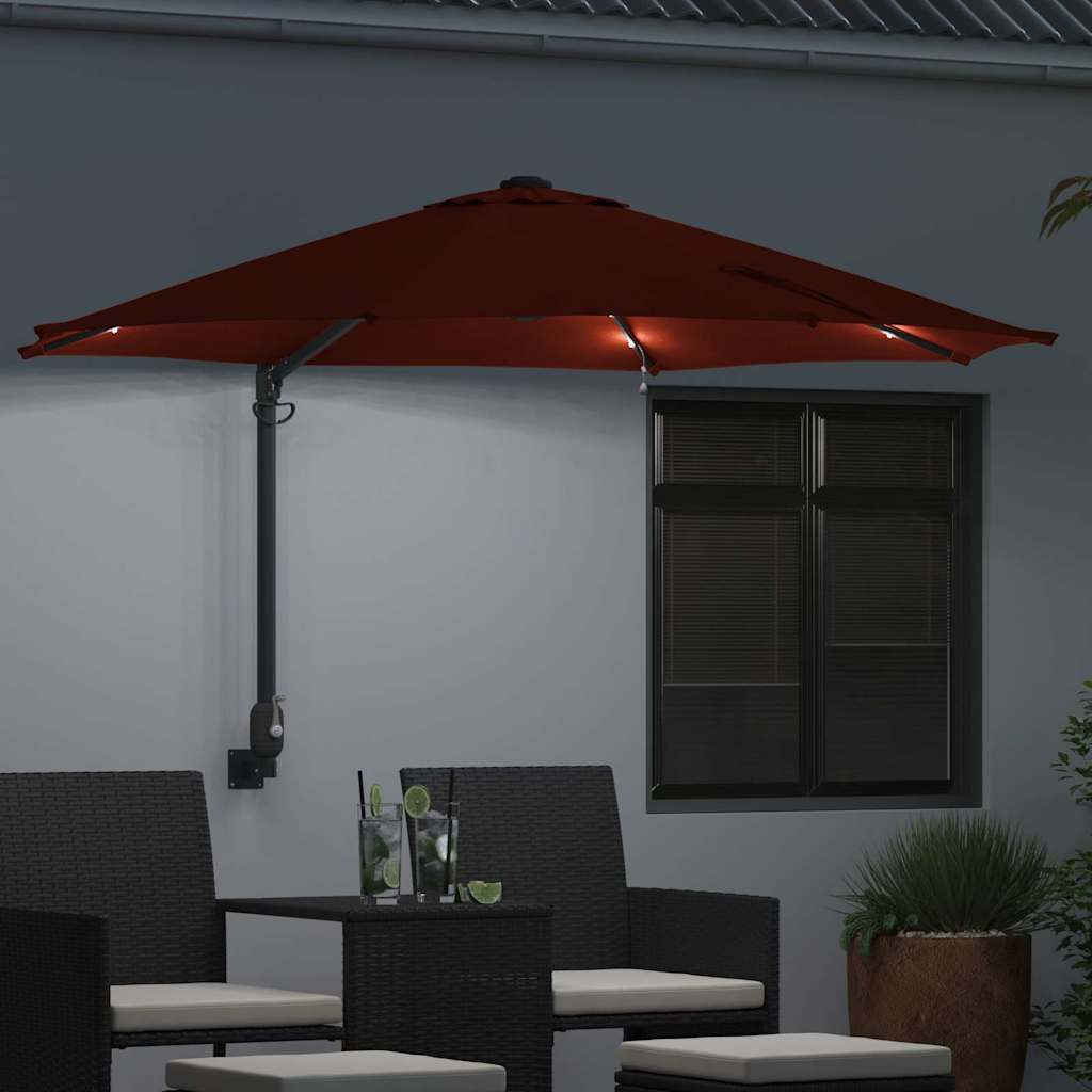 sieninis sodo skėtis su LED terakota 248 cm