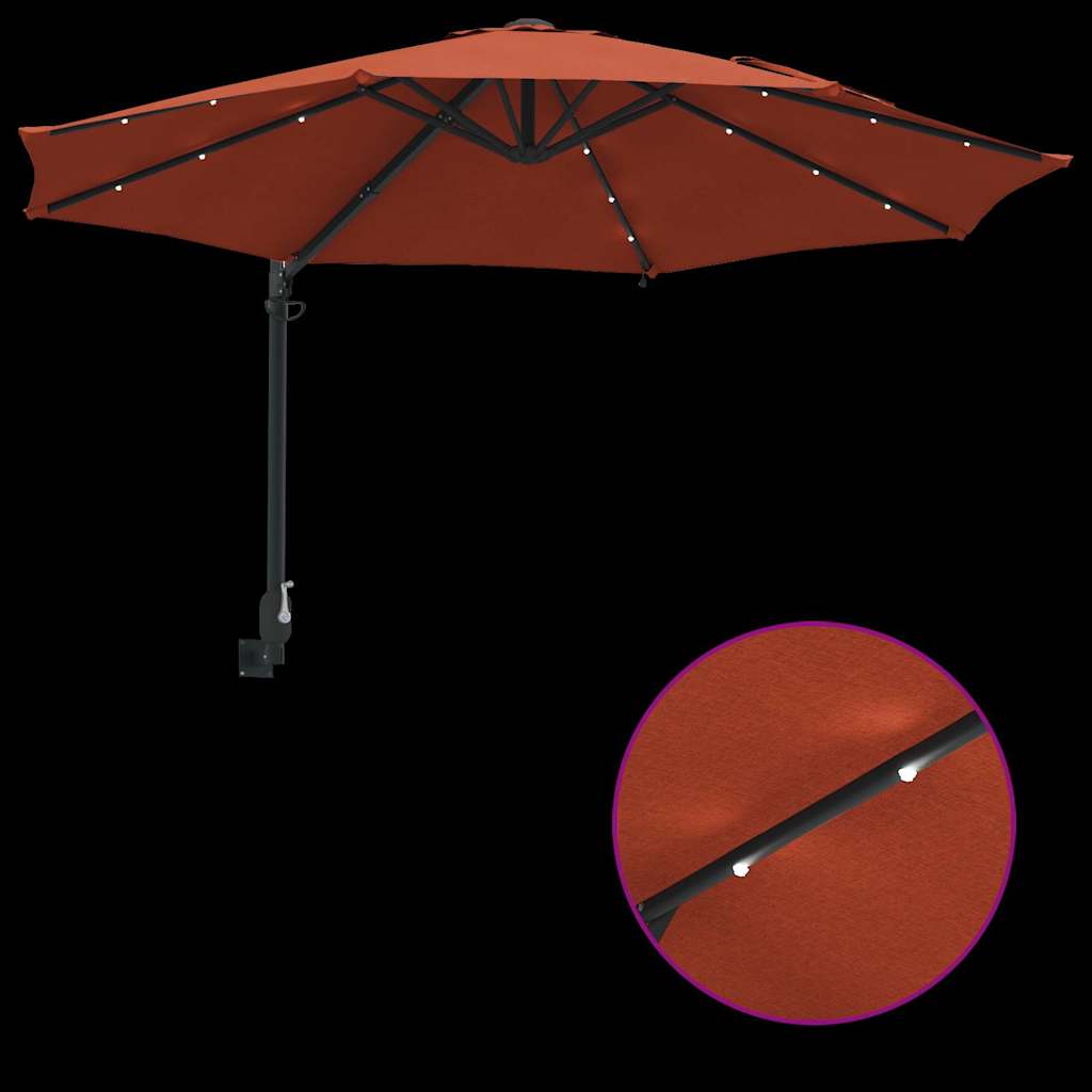 sieninis sodo skėtis su LED terakota 248 cm