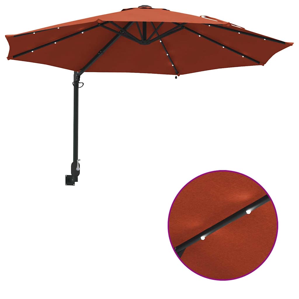 sieninis sodo skėtis su LED terakota 248 cm
