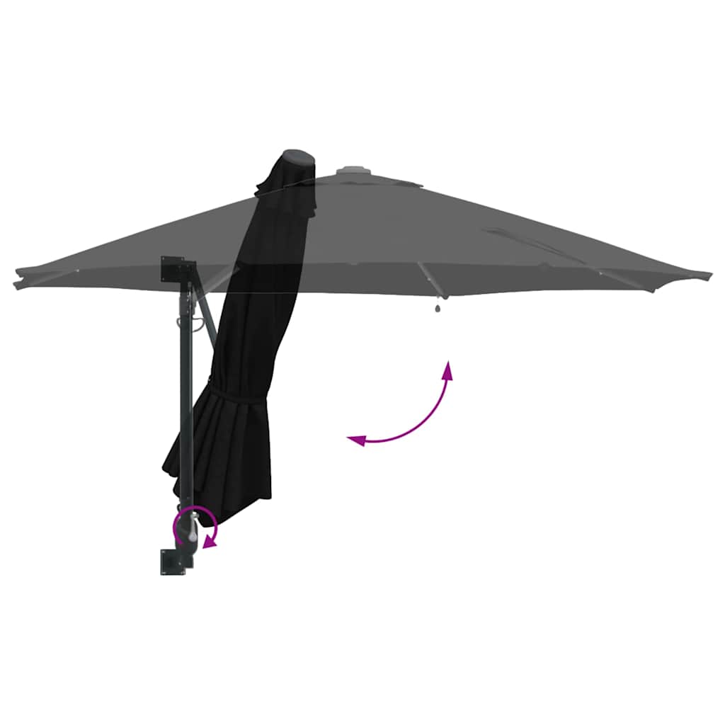Sieninis sodų skėtis su LED juostomis Juodas 248 cm