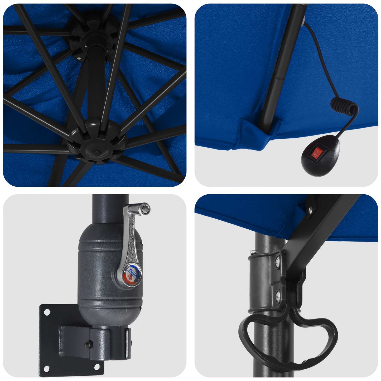 Sieninis sodo skėtis su LED Azūrinis 248 cm