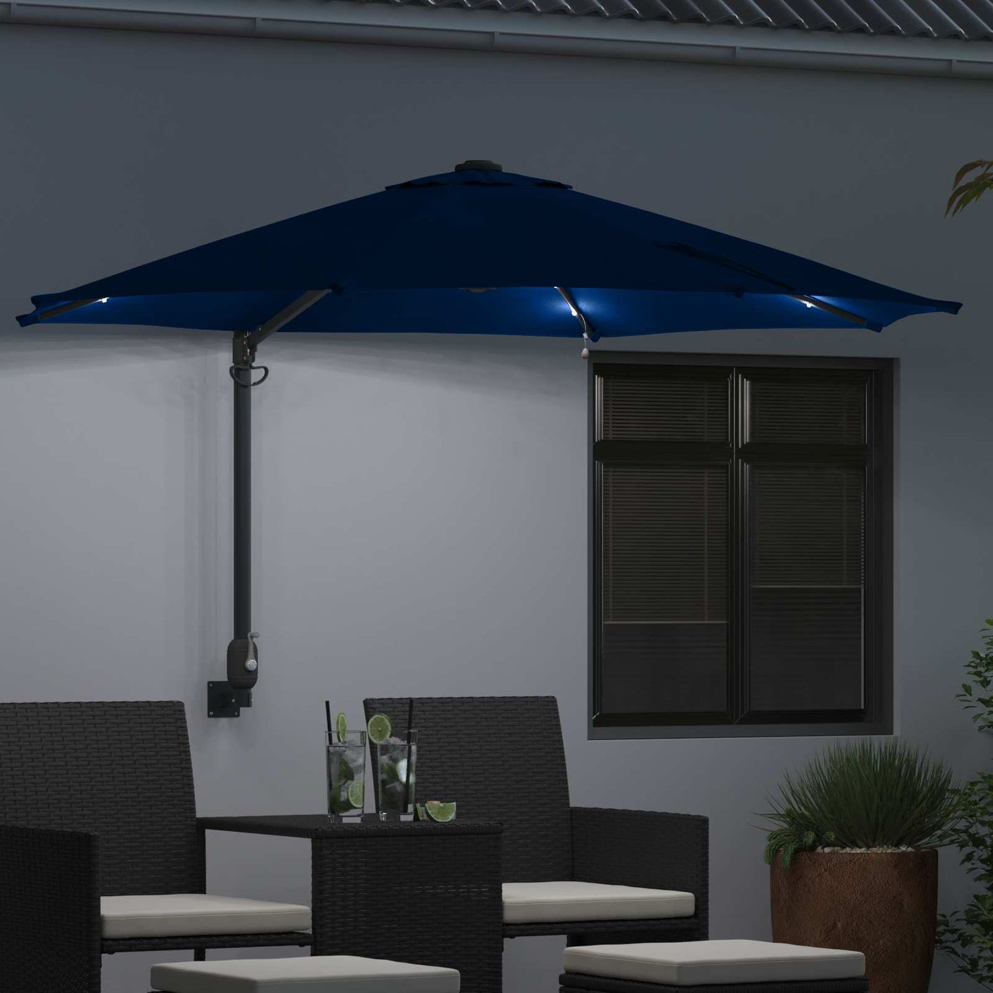 Sieninis sodo skėtis su LED Azūrinis 248 cm