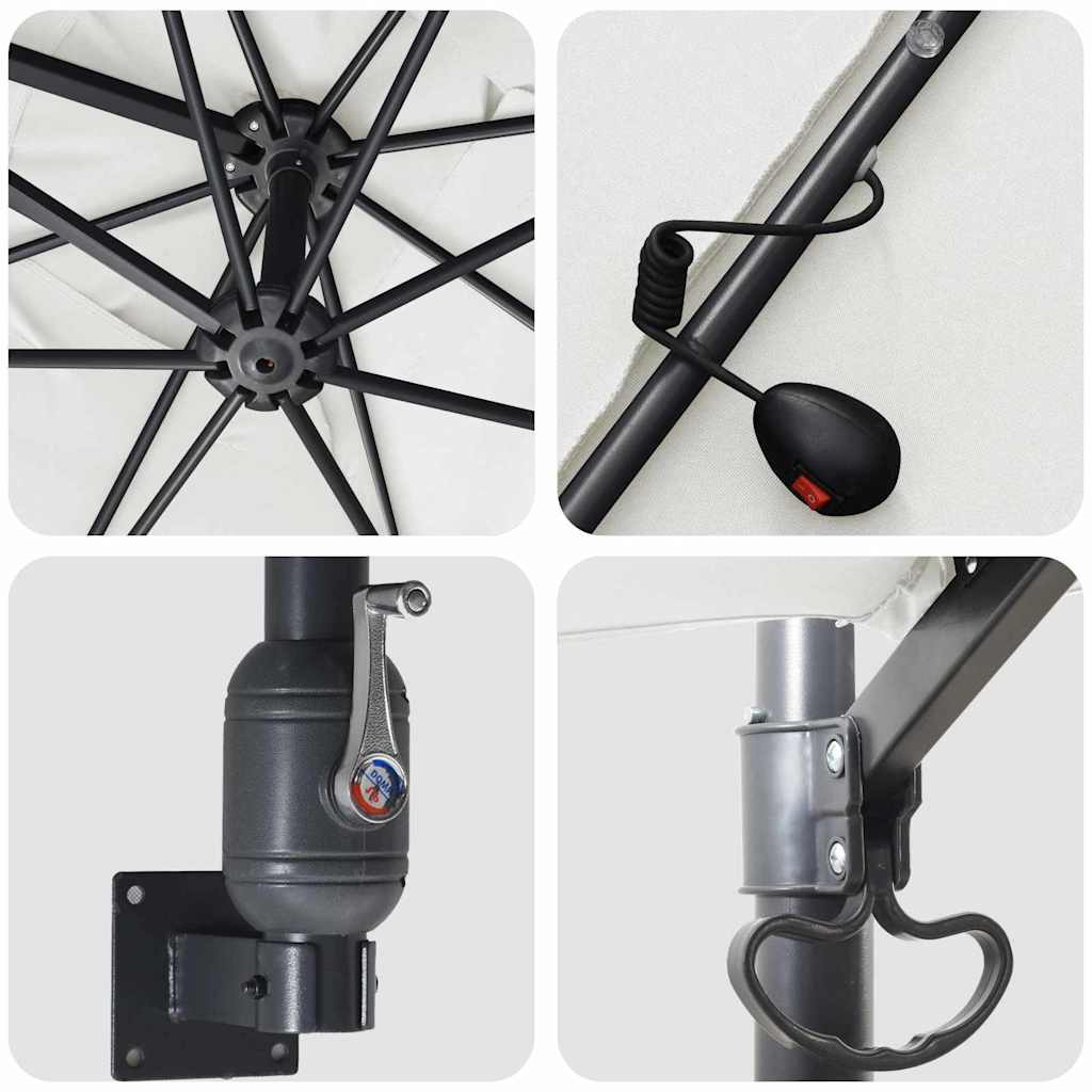 Sodo skėtis Smėlio 248.5 x 247.5 x 160 cm audinys