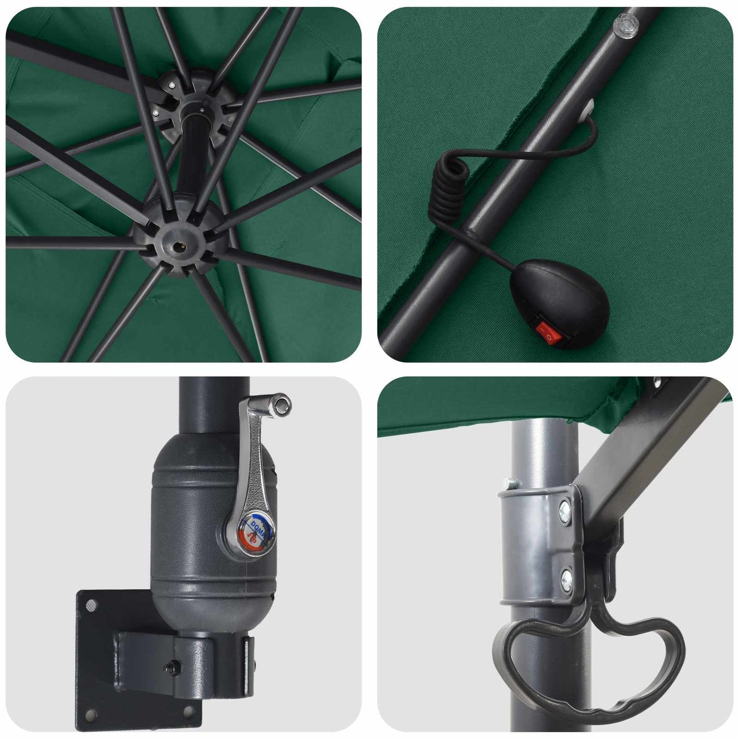 Sodo skėtis Žalia 248.5 x 247.5 x 160 cm audinys