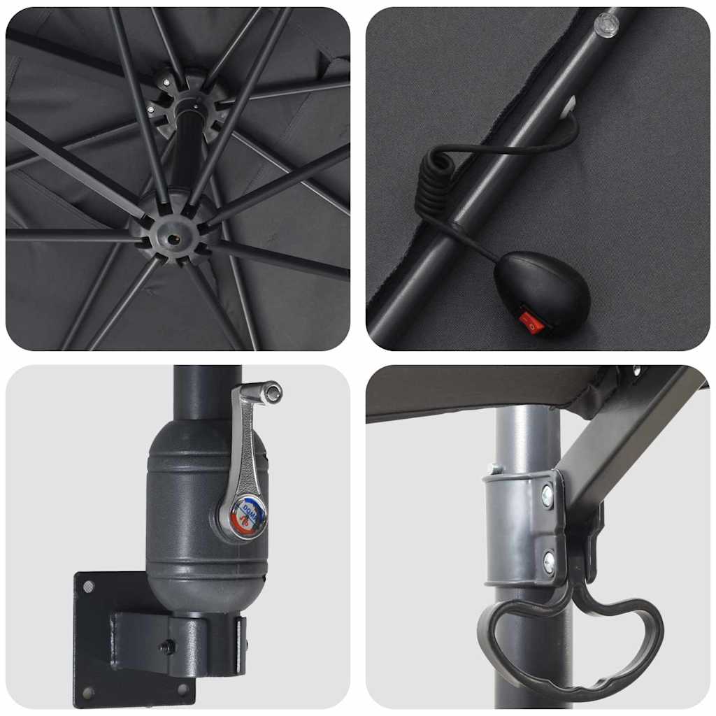 Sodo skėtis Antracitas 248.5 x 247.5 x 160 cm audinys