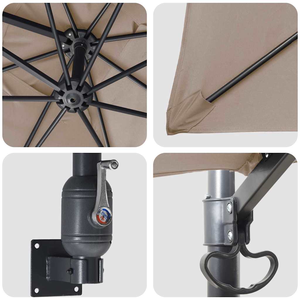 Sodo skėtis Taupe 248.5 x 247.5 x 160 cm audinys