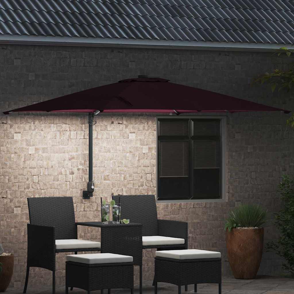 Sodo skėtis Bordo raudona 248.5 x 247.5 x 160 cm audinys