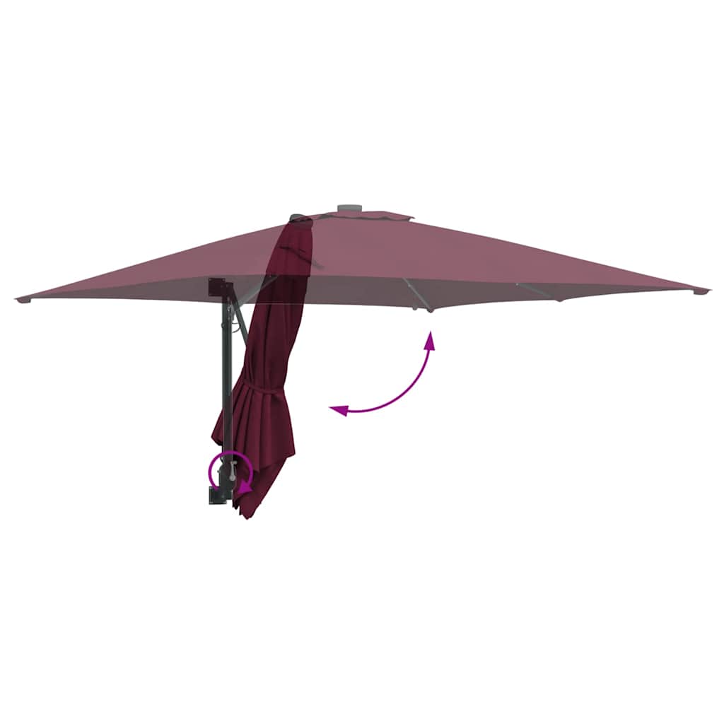 Sodo skėtis Bordo raudona 248.5 x 247.5 x 160 cm audinys
