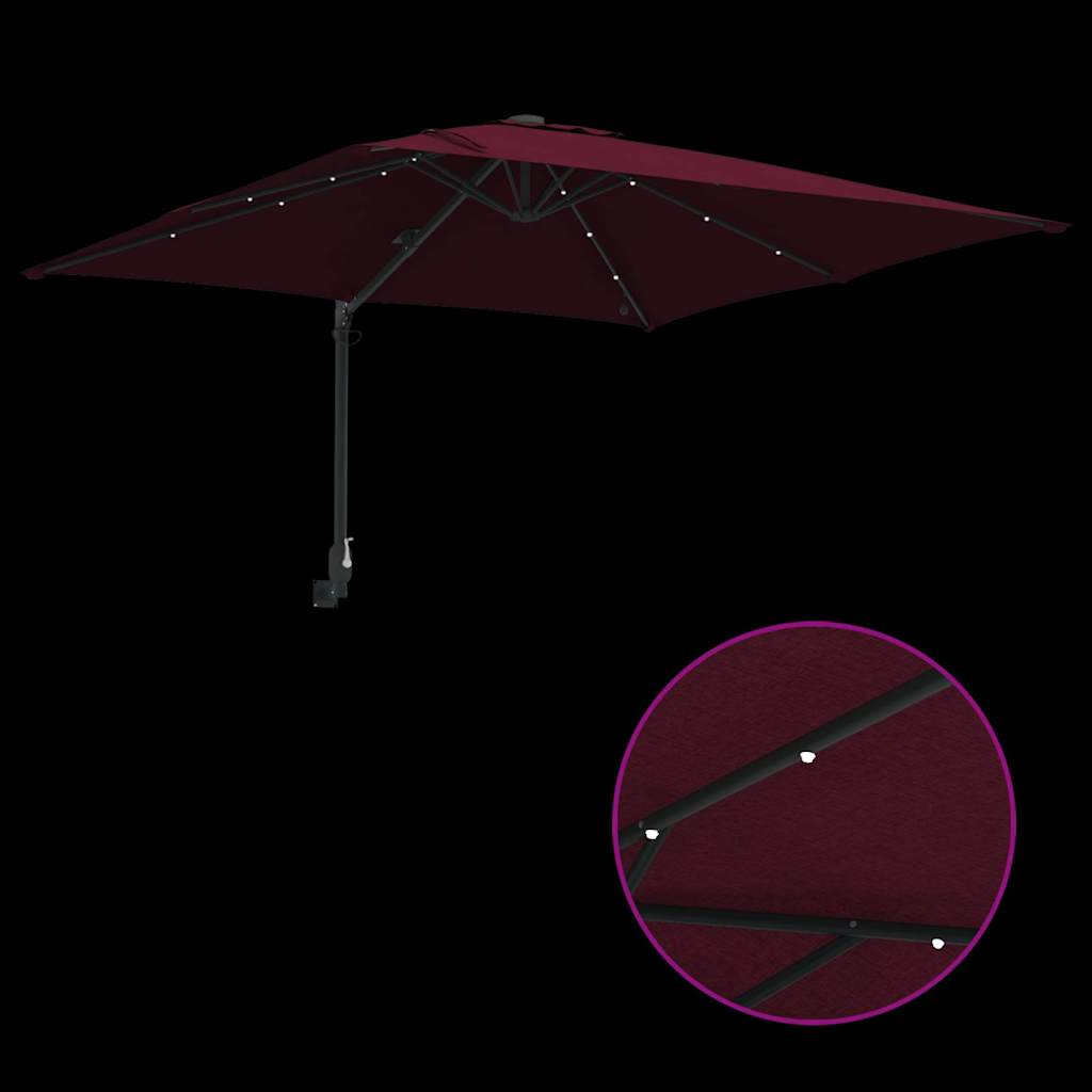 Sodo skėtis Bordo raudona 248.5 x 247.5 x 160 cm audinys