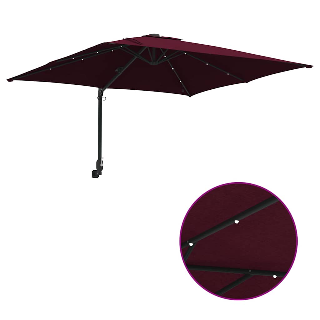 Sodo skėtis Bordo raudona 248.5 x 247.5 x 160 cm audinys