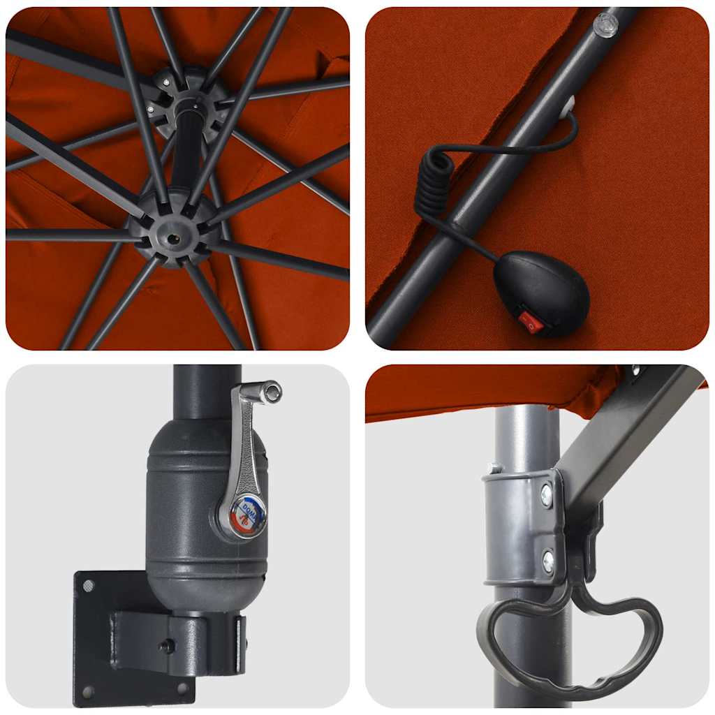 Sodo skėtis Terakotos 248.5 x 247.5 x 160 cm audinys