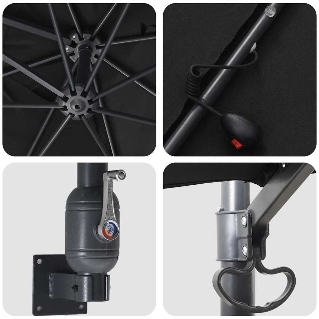 Sodo skėtis Juoda 248.5 x 247.5 x 160 cm audinys