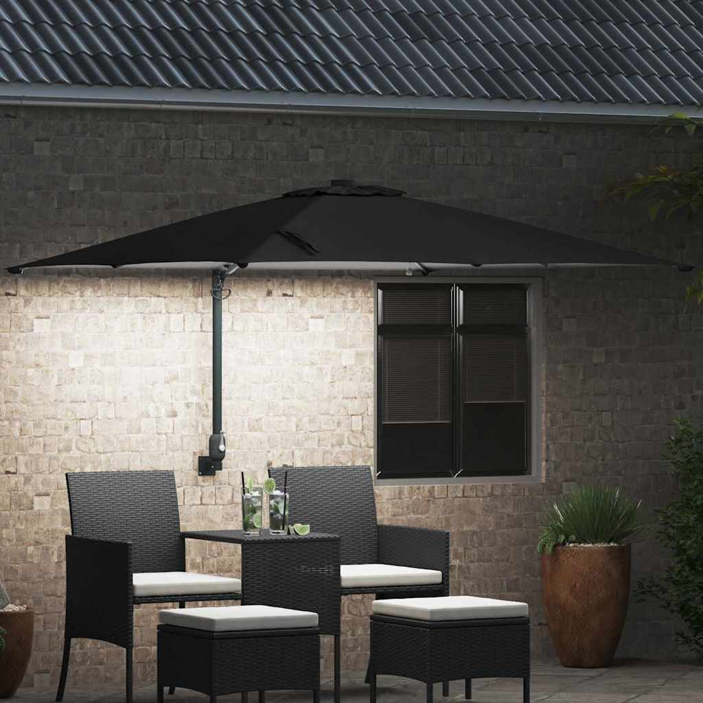 Sodo skėtis Juoda 248.5 x 247.5 x 160 cm audinys