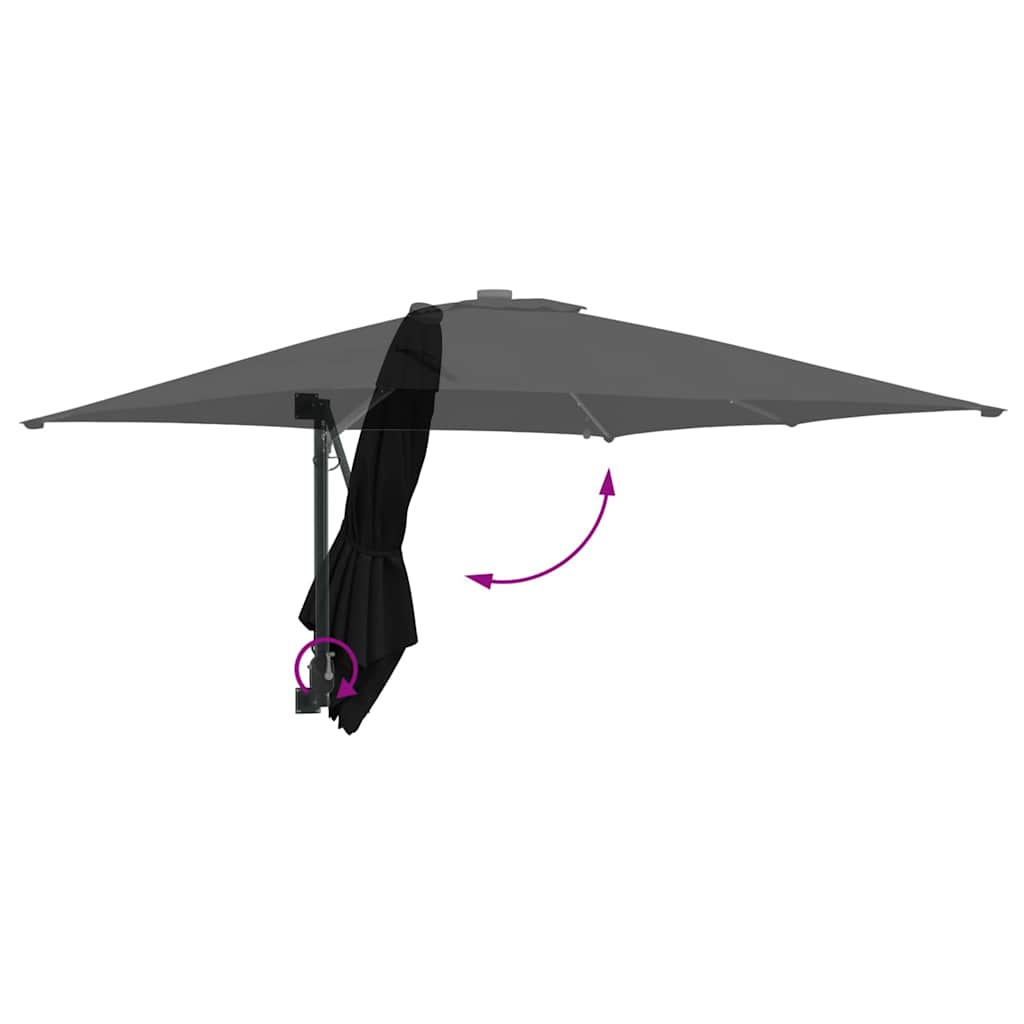 Sodo skėtis Juoda 248.5 x 247.5 x 160 cm audinys