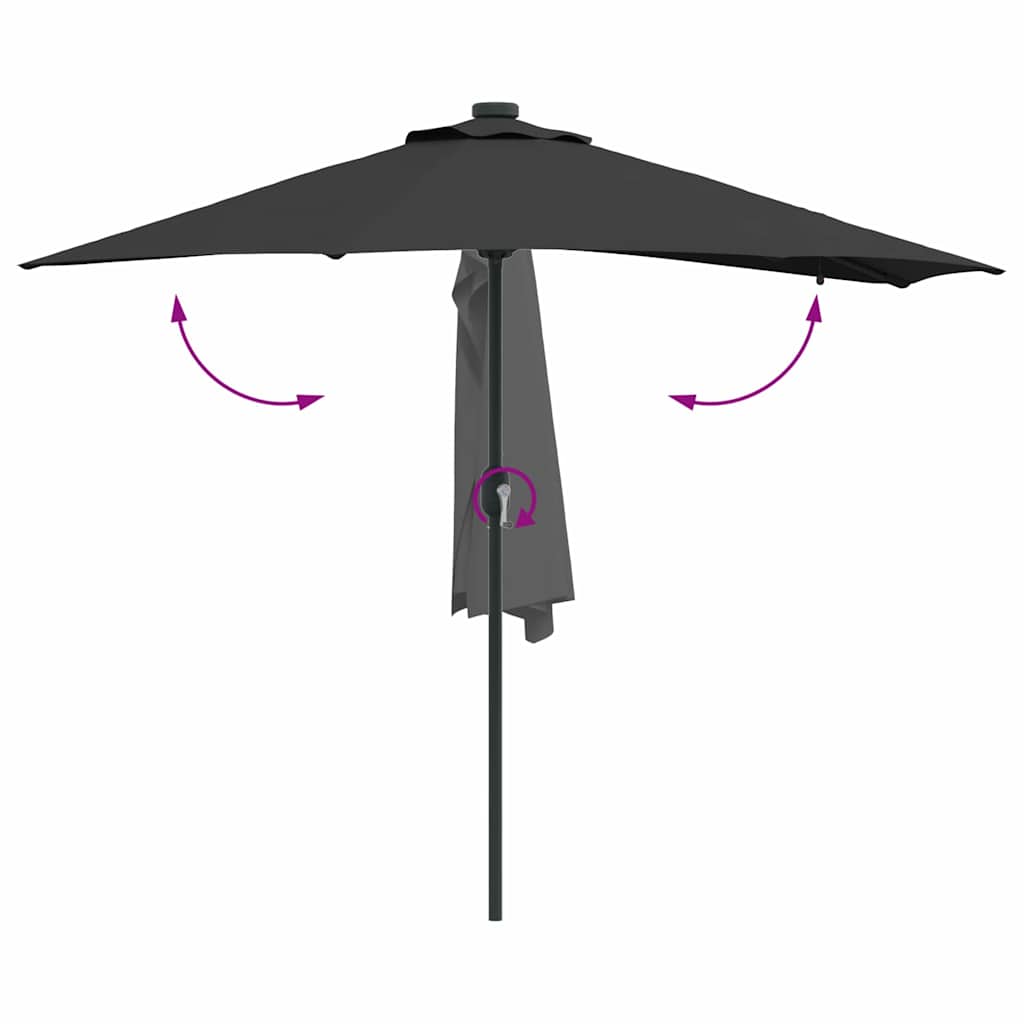 Sodo skėtis Juoda 294 x 150 x 223 cm Poliesteris ir plienas