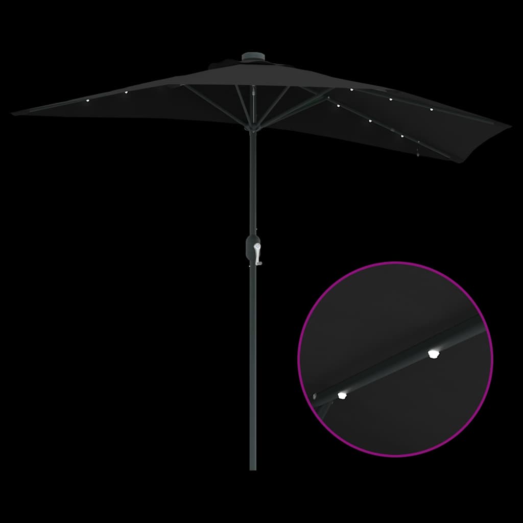 Sodo skėtis Juoda 294 x 150 x 223 cm Poliesteris ir plienas