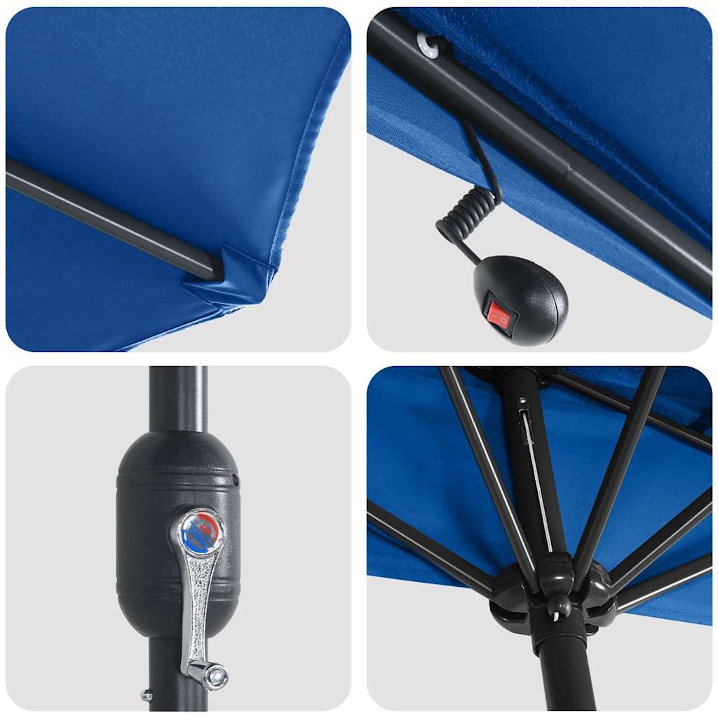 Sodo skėtis Azurblau 294 x 150 x 223 cm Poliesteris ir plienas