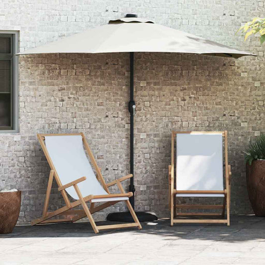 Sodo skėtis Smėlio 294 x 150 x 224 cm Poliesteris ir plienas