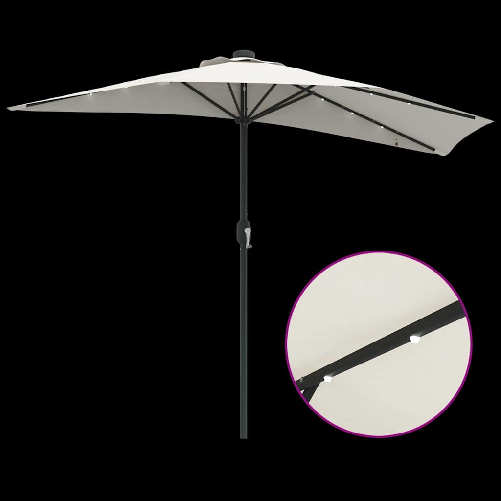 Sodo skėtis Smėlio 294 x 150 x 224 cm Poliesteris ir plienas