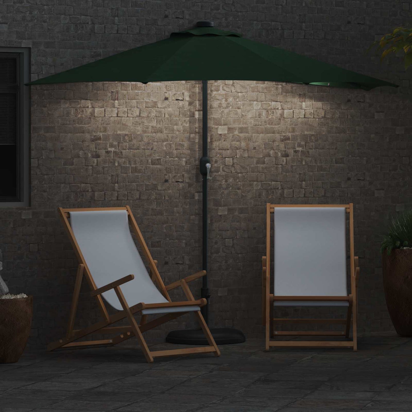Sodo skėtis Žalia 294 x 150 x 224 cm Poliesteris ir plienas