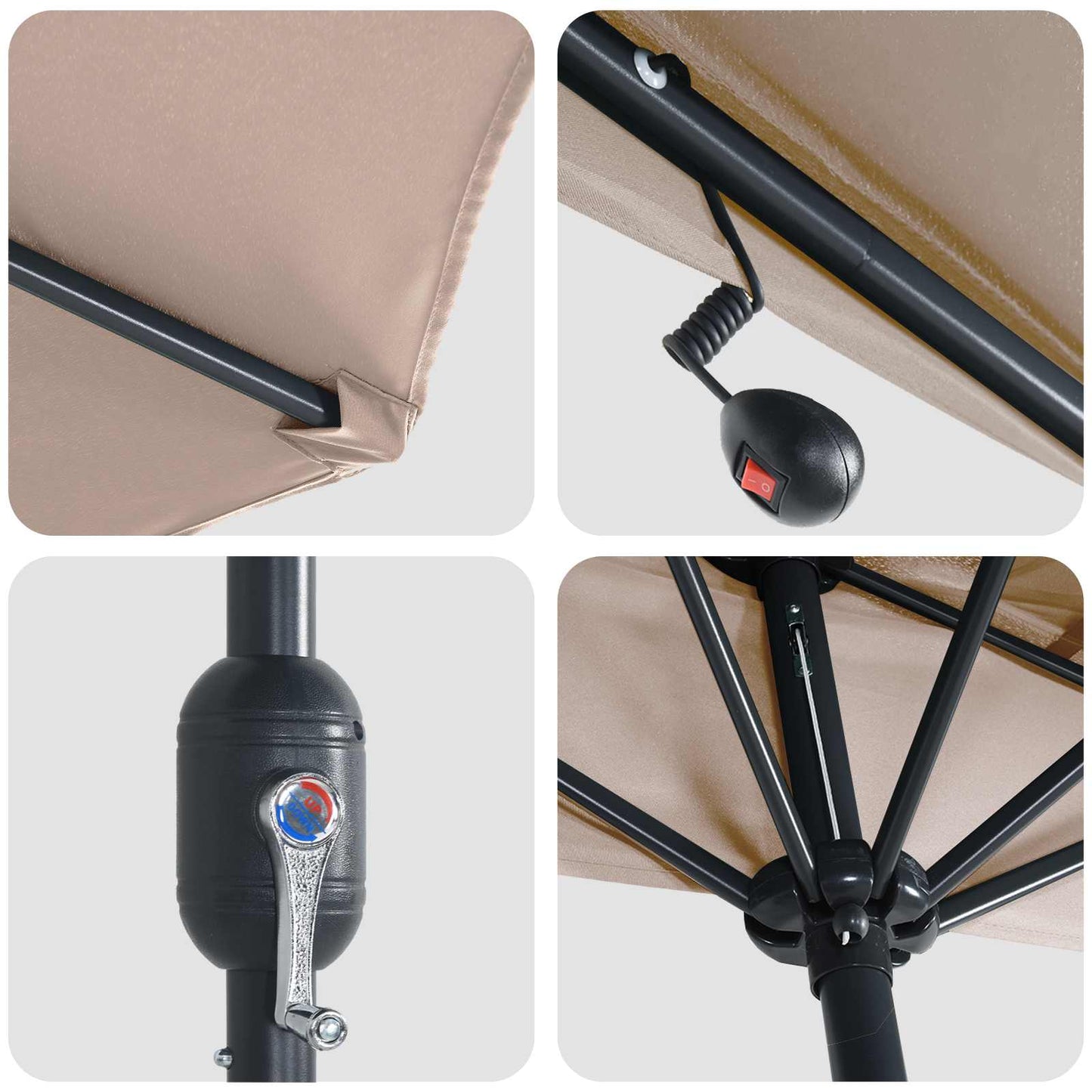 Sodo skėtis Taupe 294 x 150 x 224 cm audinys