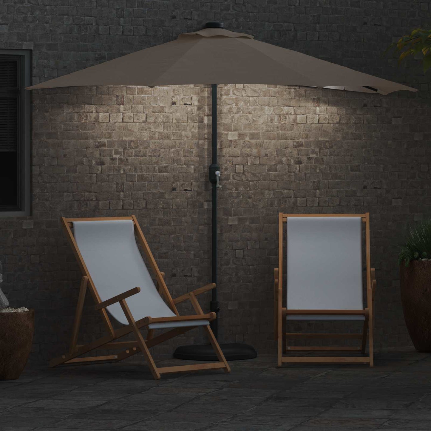 Sodo skėtis Taupe 294 x 150 x 224 cm Poliesteris ir plienas
