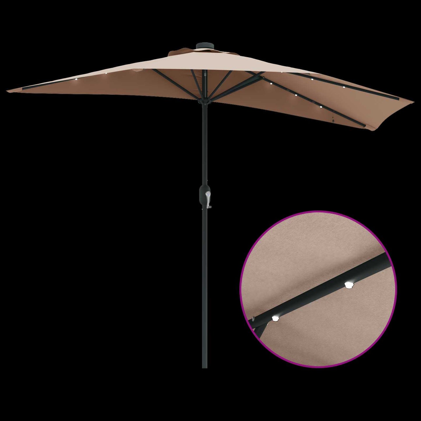 Sodo skėtis Taupe 294 x 150 x 224 cm Poliesteris ir plienas
