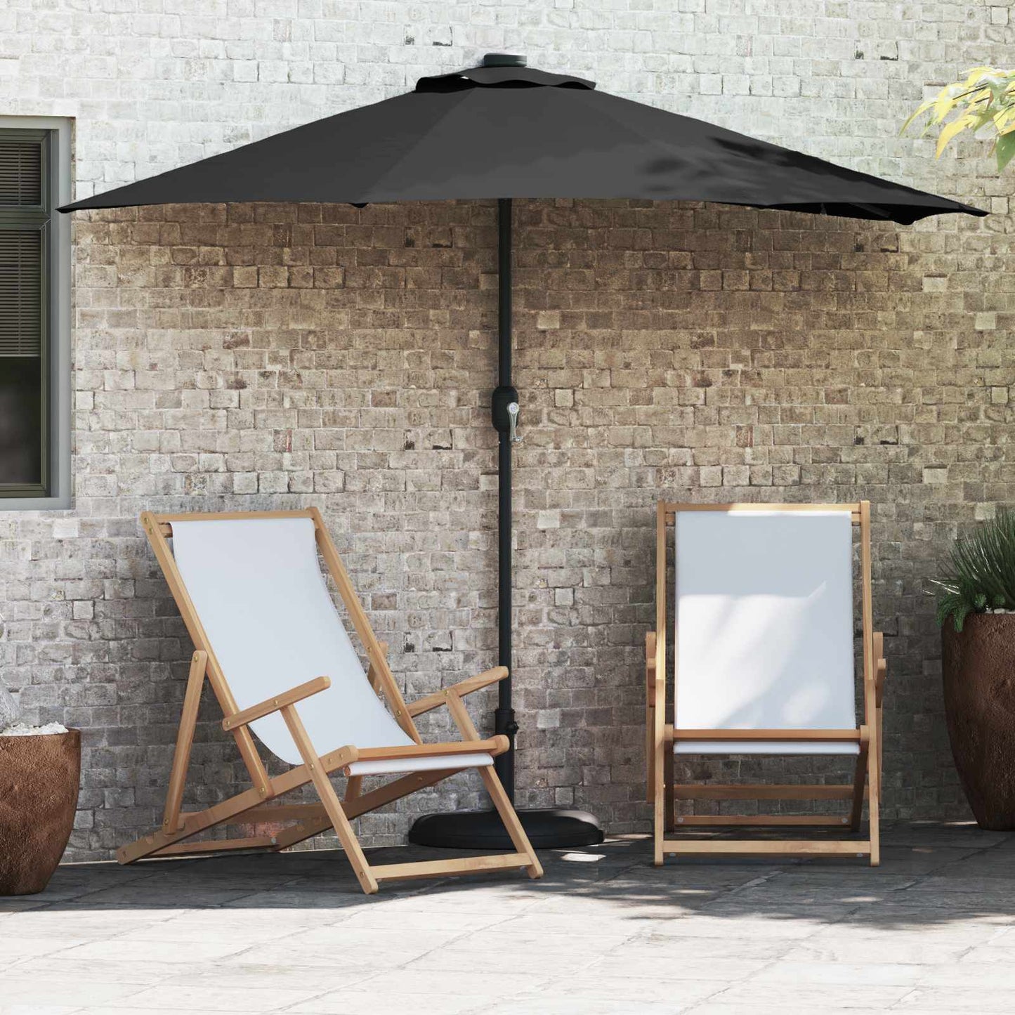 Sodo skėtis Juoda 294 x 150 x 224 cm Poliesteris ir plienas