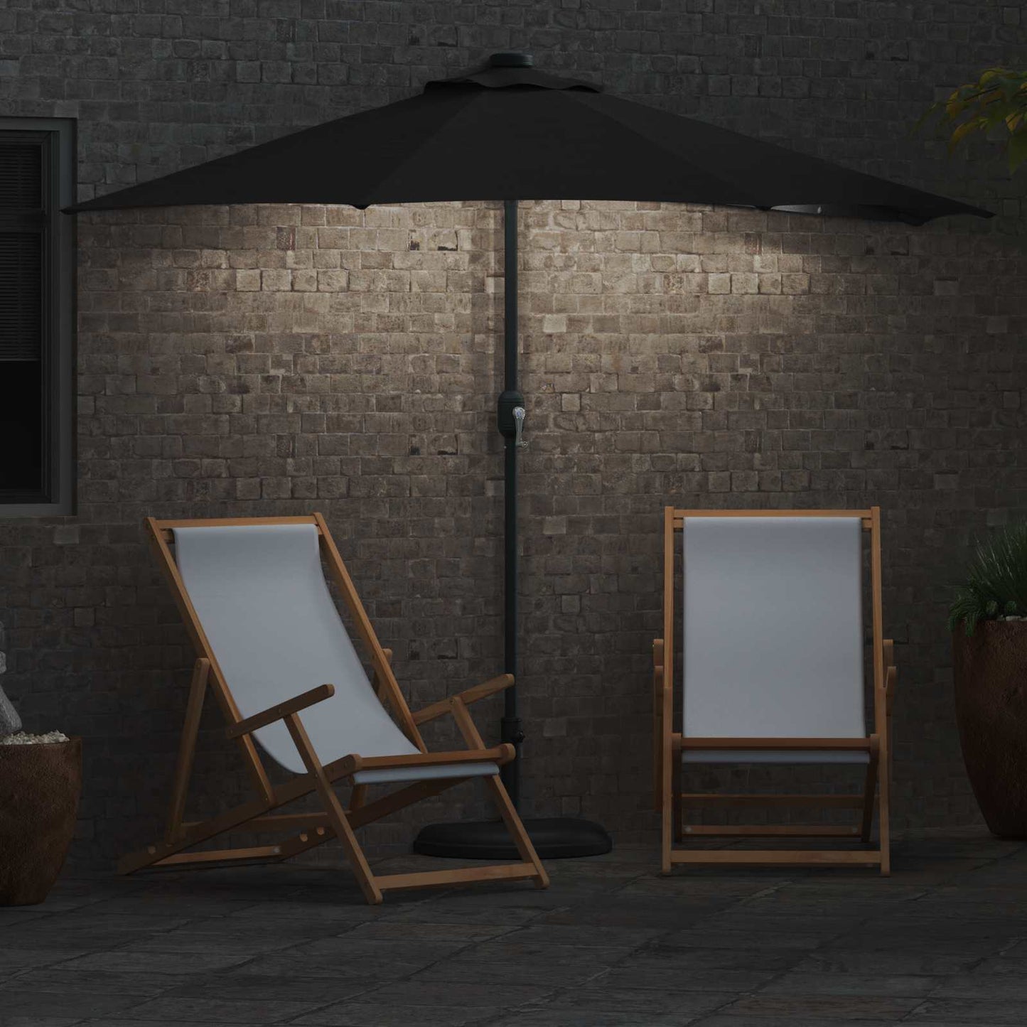 Sodo skėtis Juoda 294 x 150 x 224 cm Poliesteris ir plienas