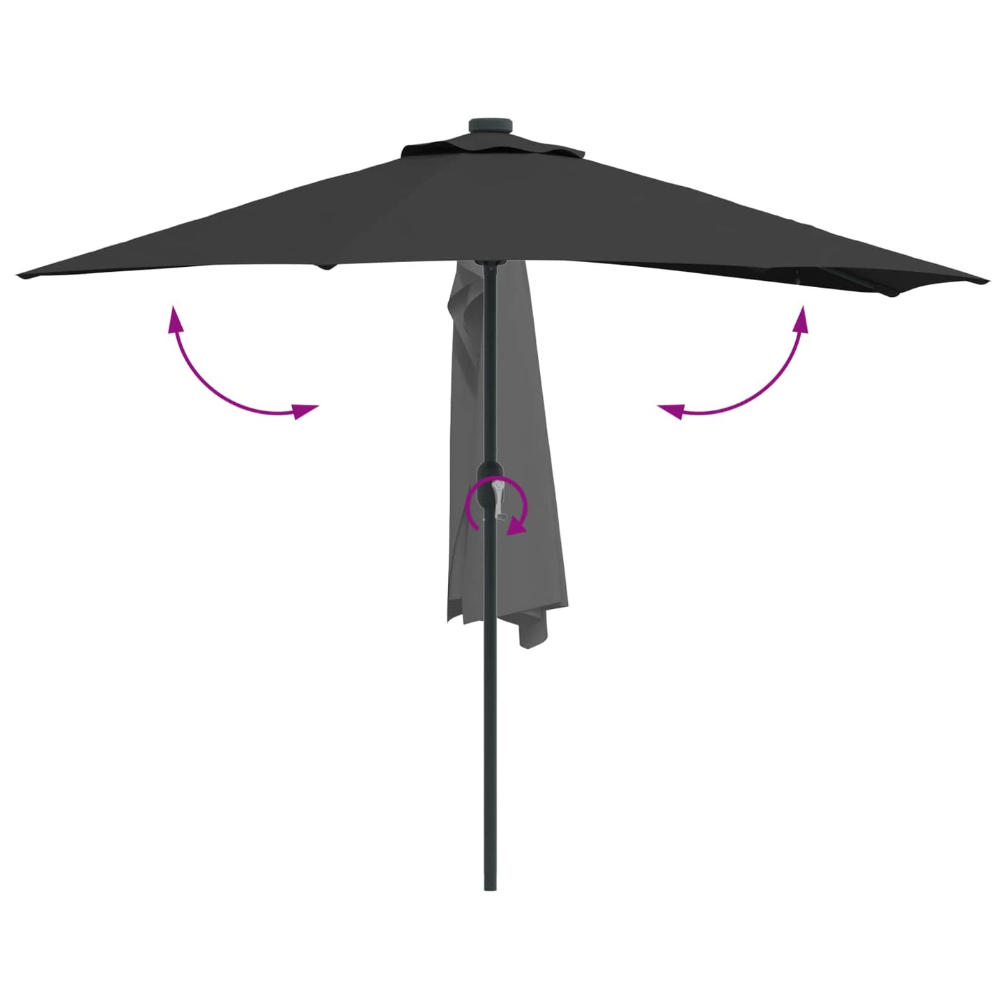 Sodo skėtis Juoda 294 x 150 x 224 cm Poliesteris ir plienas