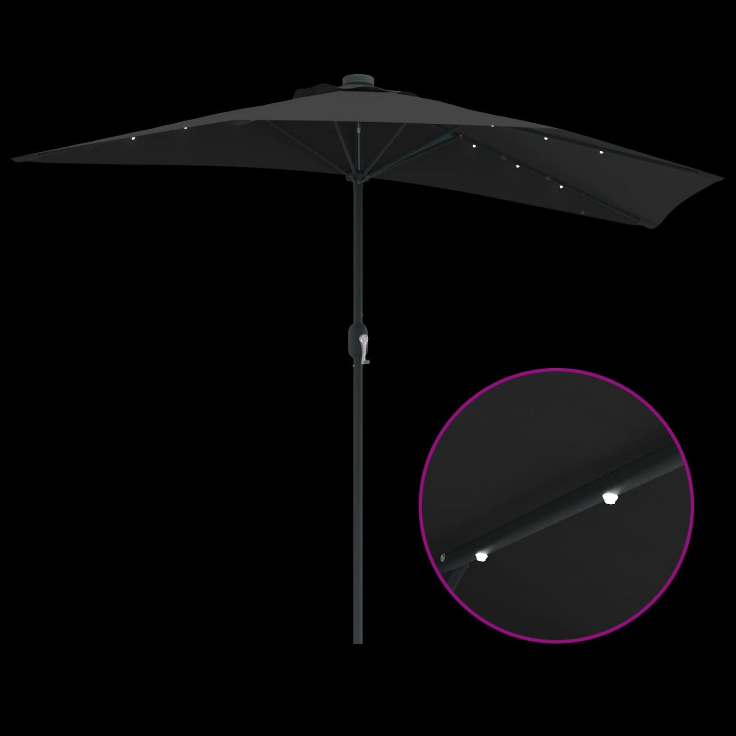 Sodo skėtis Juoda 294 x 150 x 224 cm Poliesteris ir plienas
