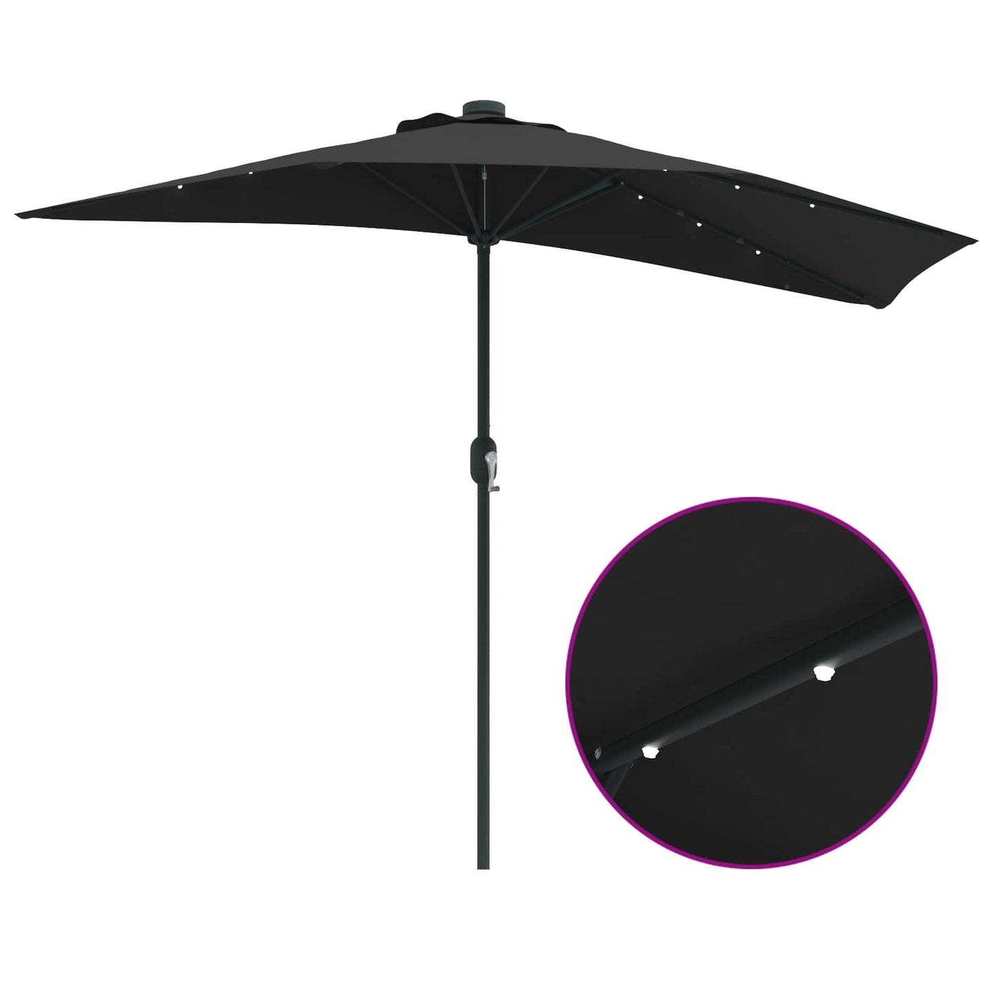 Sodo skėtis Juoda 294 x 150 x 224 cm Poliesteris ir plienas