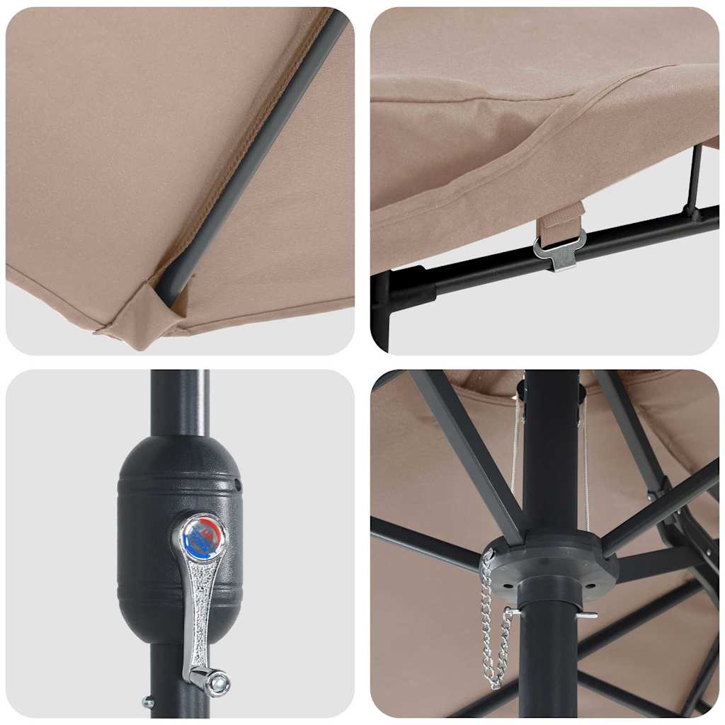 Sodo skėtis Taupe 385 x 209 x 244 cm Poliesteris ir plienas