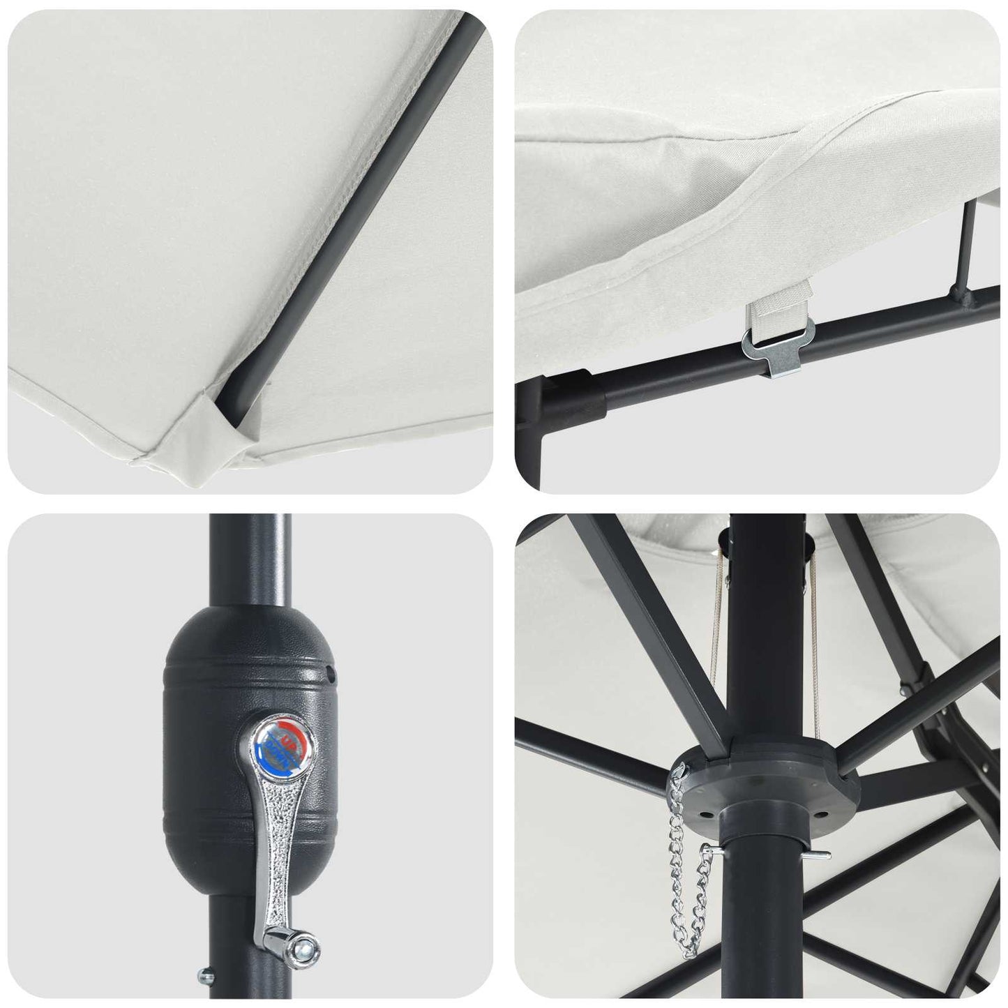 Sodo skėtis Smėlio 385 x 209 x 244 cm audinys