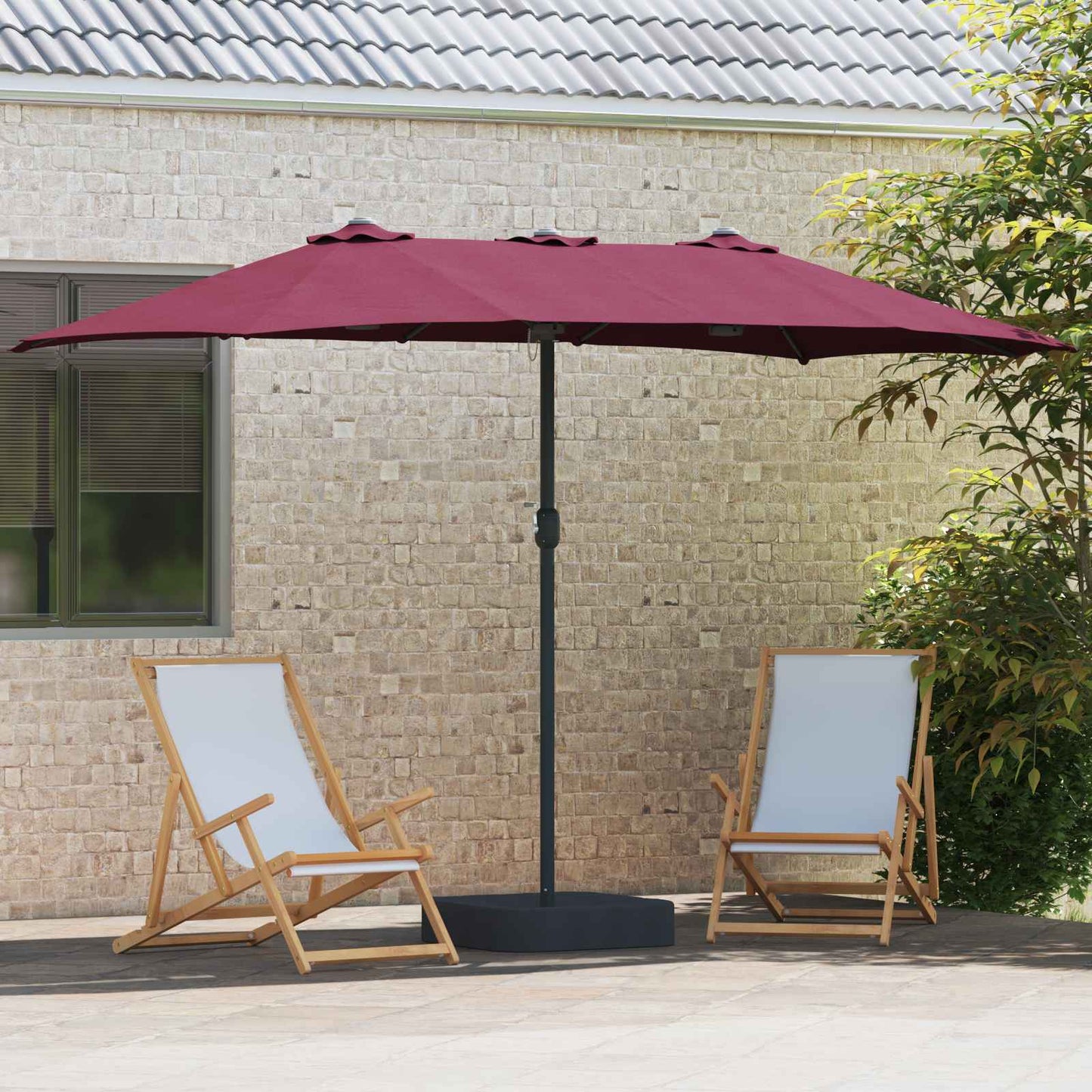 Sodo skėtis Bordo raudona 385 x 209 x 244 cm audinys