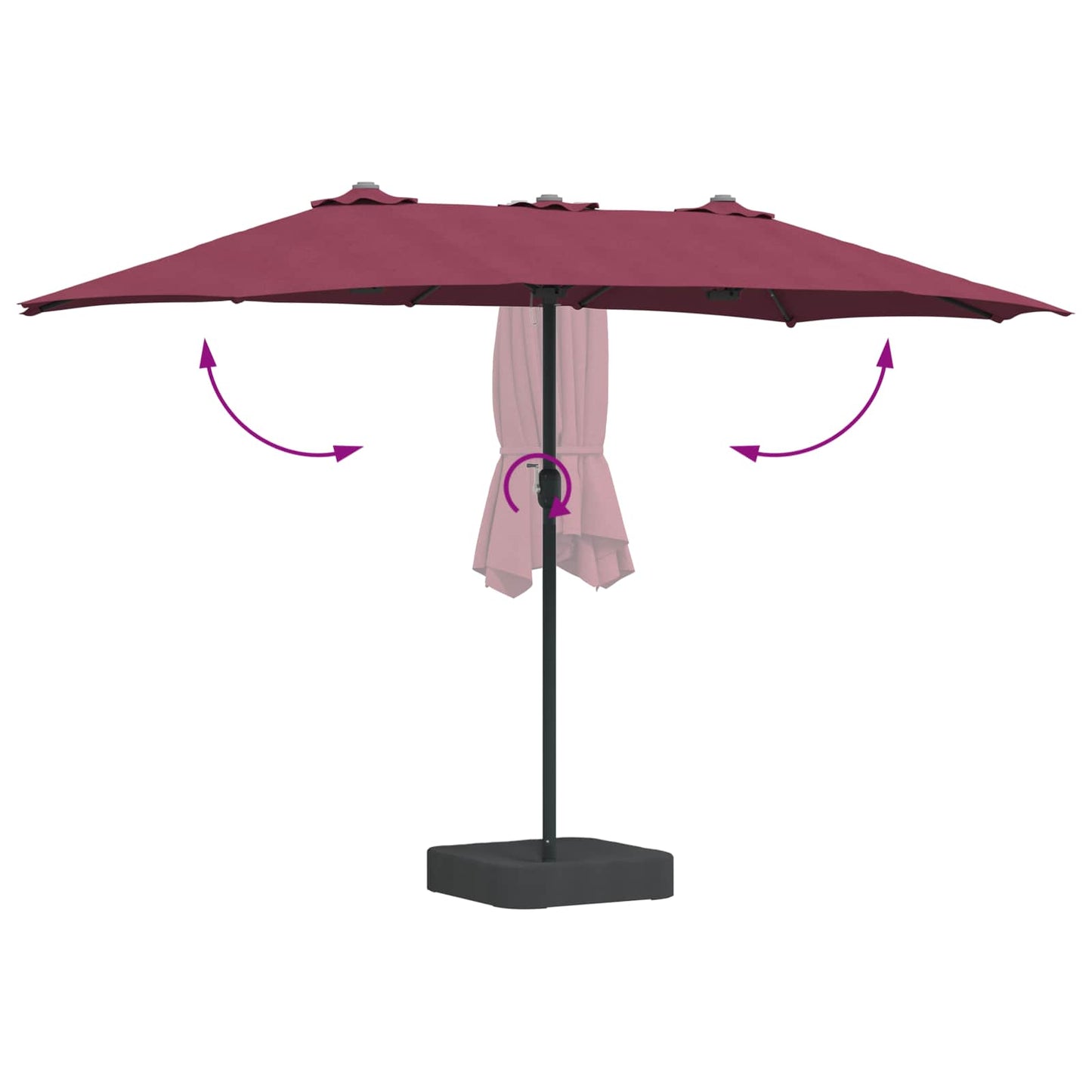 Sodo skėtis Bordo raudona 385 x 209 x 244 cm audinys