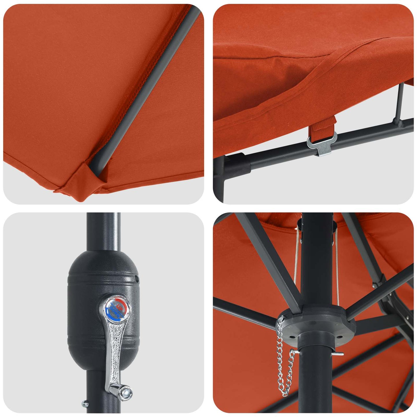 Sodo skėtis Terakotos 385 x 209 x 244 cm audinys